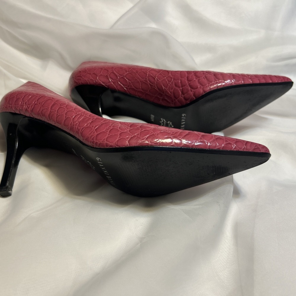 Gianni Bini Shoes Sz 8.5 Pink Leather Snake Women's Pointed Toe Heels - Picture 7 of 8